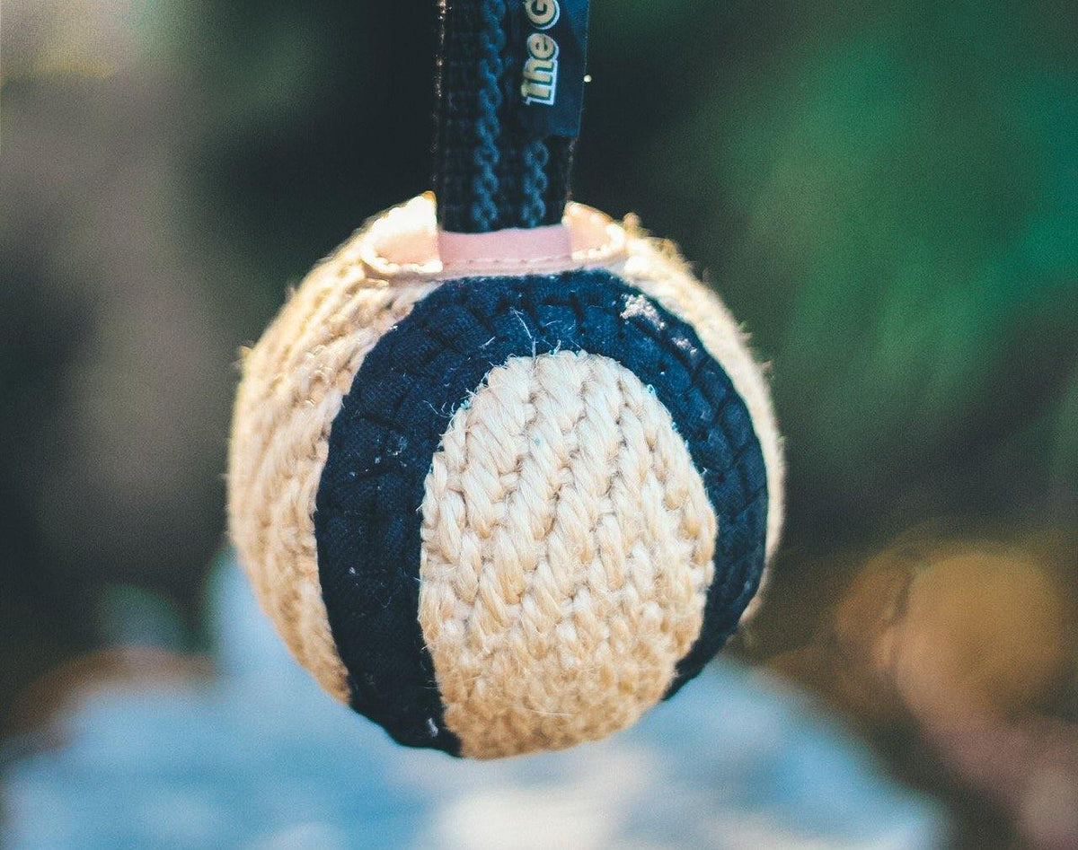 The Gripper Jute Dog Ball Toy with Knotted Handle